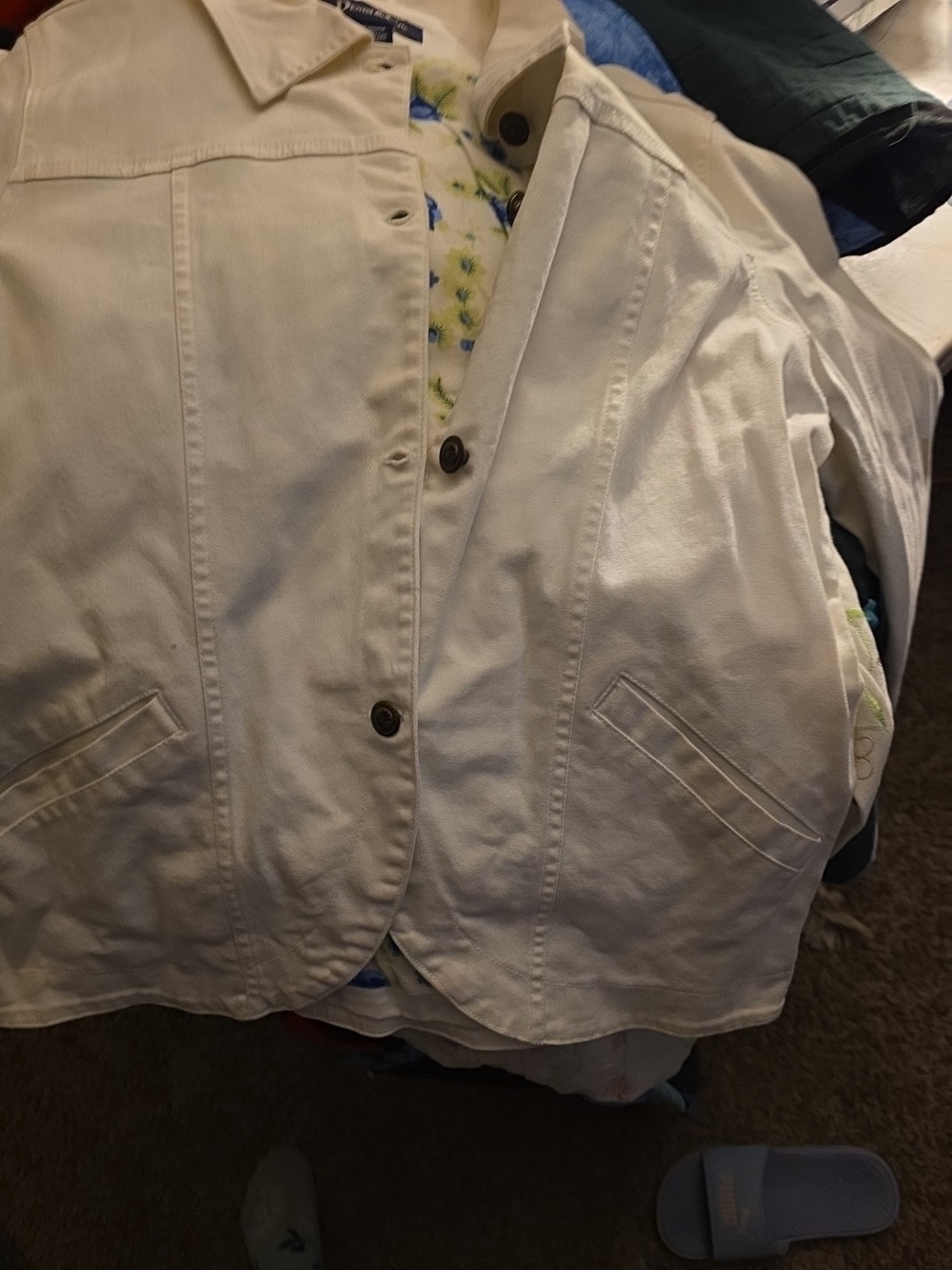 Denim&Co White Button-Front Jean Jacket